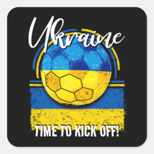 Football Ukraine Flag, Ukrainian Retro Flag Square Sticker