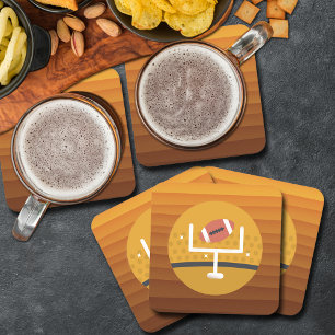 Football Upright Super Fan Game Day Square Paper Coaster