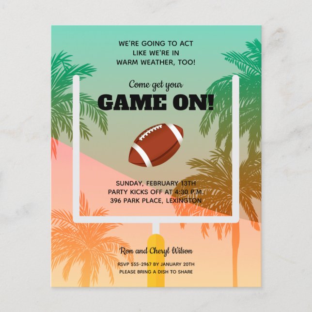 Football Uprights Palm Tree Invitation Flyer (Front)