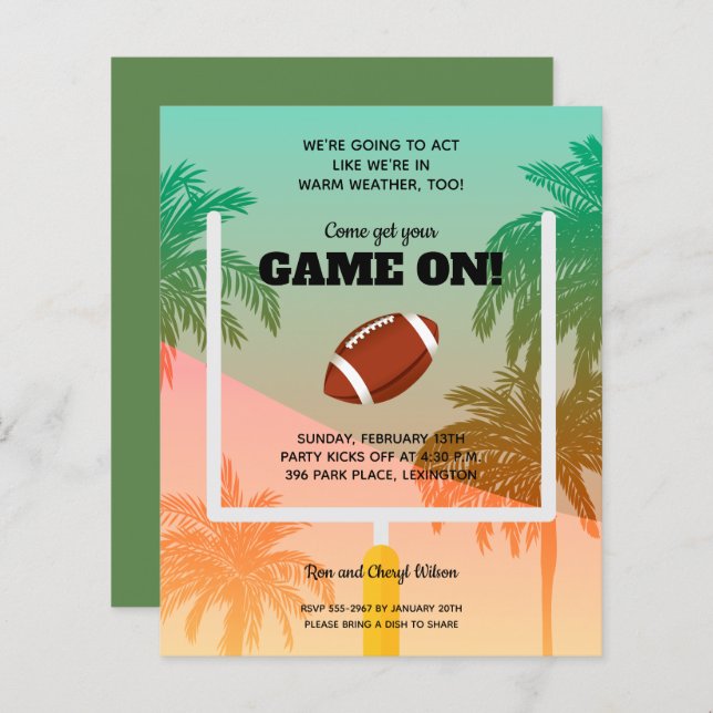 Football Uprights Palm Tree Invitations (Front/Back)