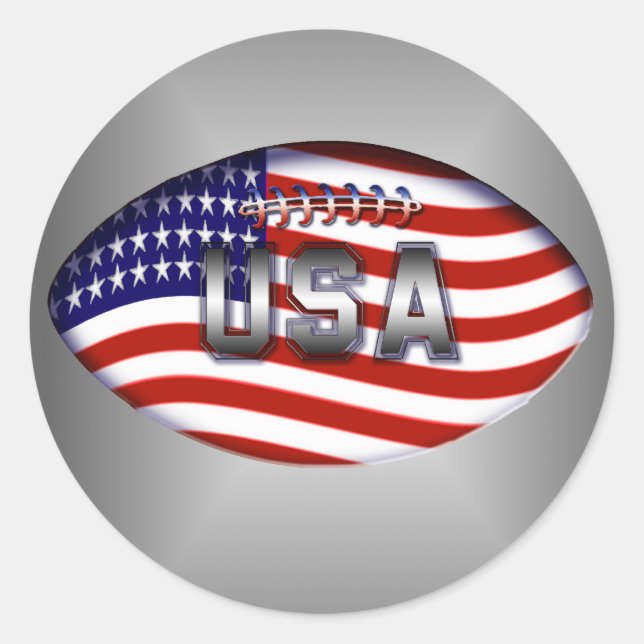 Football USA American Flag Classic Round Sticker (Front)