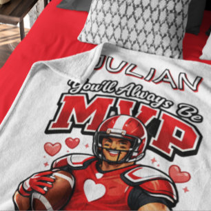 Football Valentine Heart Love Athlete Sports Fan Fleece Blanket