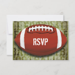 Football Vintage Green Grunge RSVP Card
