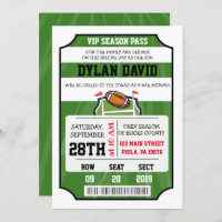 FOOTBALL VIP TICKET Bar Bat Mitzvah Invitation