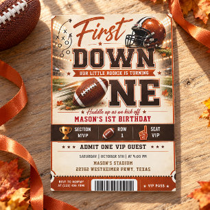 Football VIP Ticket First Birthday Party Invitation