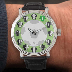 Football Watch - with Black & White Striped Shirts