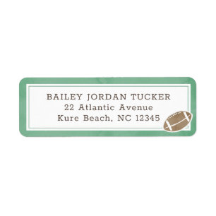 Football Watercolor Green Return Address Label