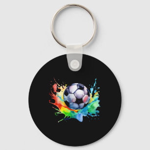 Football Watercolor Soccer Ball Artsy Splash Playe Key Ring