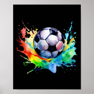 Football Watercolor Soccer Ball Artsy Splash Playe Poster