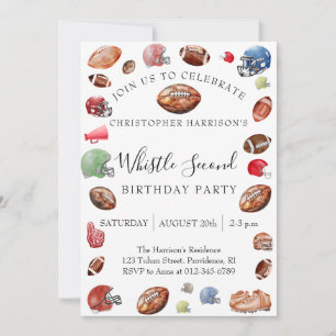 Football Whistle Boy 2nd Birthday Invitation