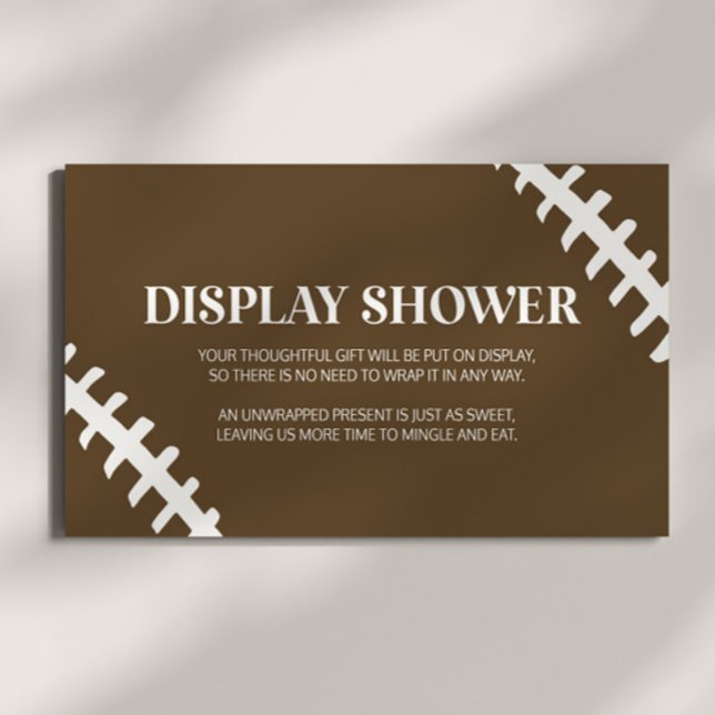 Football White Brown Baby Shower Display Shower Enclosure Card (Creator Uploaded)