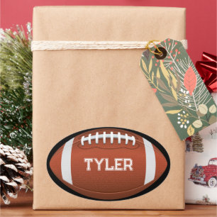 Football & White Name on Black Oval Sticker