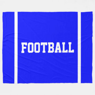 FOOTBALL White Text End Zone Stripes On  Fleece Blanket