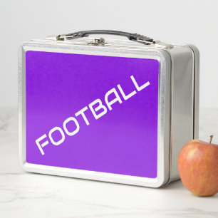 FOOTBALL White Text Royal Purple Background Metal Lunch Box