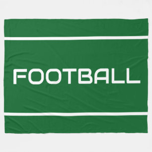 FOOTBALL White Text Stripes On Bold Athletic Green Fleece Blanket