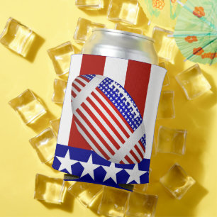 Football With American Flag  Can Cooler