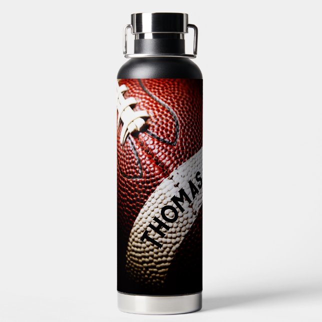 Football with Name Water Bottle (Back)