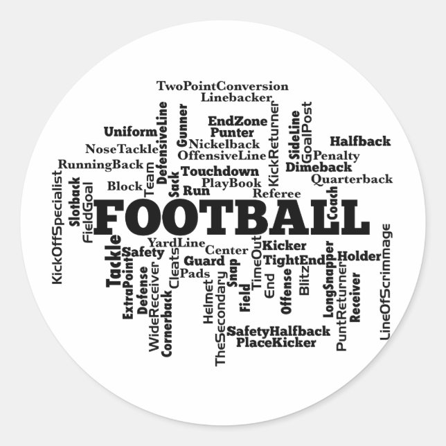 Football Word Cloud Classic Round Sticker (Front)