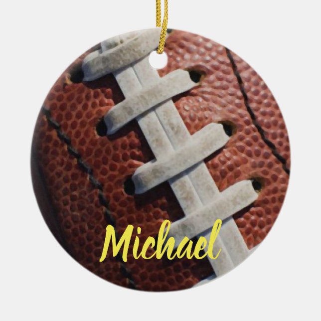 Football Your Name Ceramic Ornament (Front)