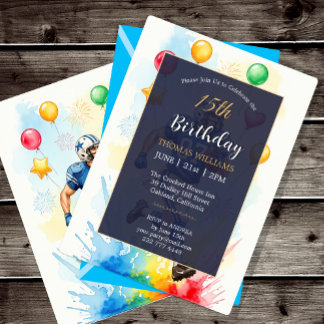 Footballer Birthday party Invitation, Balloons Fun Invitation
