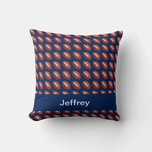 Footballs, 16" Square Pillow, Blue Personalised Cushion (Front)