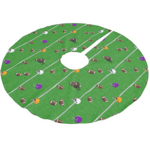 Footballs and Helmets Pattern Brushed Polyester Tree Skirt