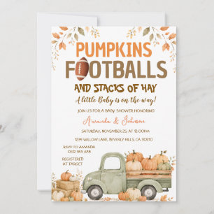 Footballs and Pumpkin Boy Baby Shower Invitation