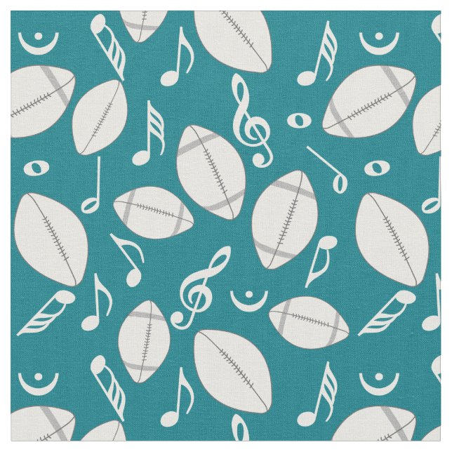 Footballs Music Notes  Fabric (Close Up)