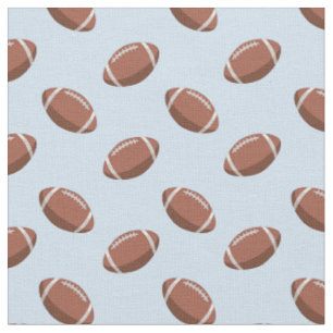 Footballs on Light Blue Fabric