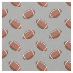 Footballs on Light Grey Fabric