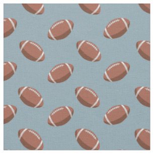 Footballs on Light Stone Blue Fabric