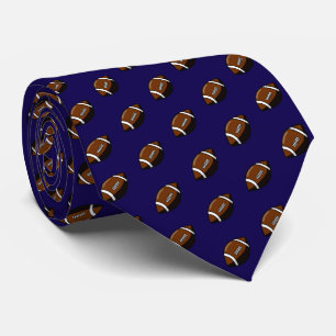 Footballs on Team Color Navy  Blue Tie