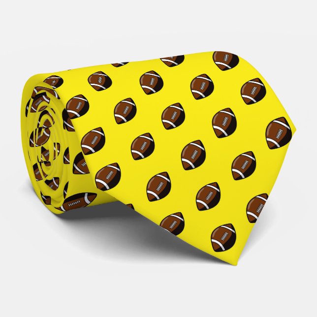 Footballs on Team Colour Yellow Tie (Rolled)