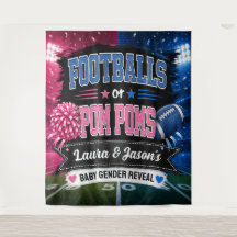 Footballs or Pom Poms Party Banner, Gender Reveal