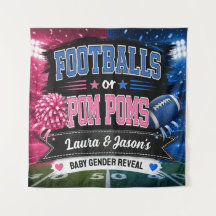 Footballs or Pom Poms Party Banner, Gender Reveal