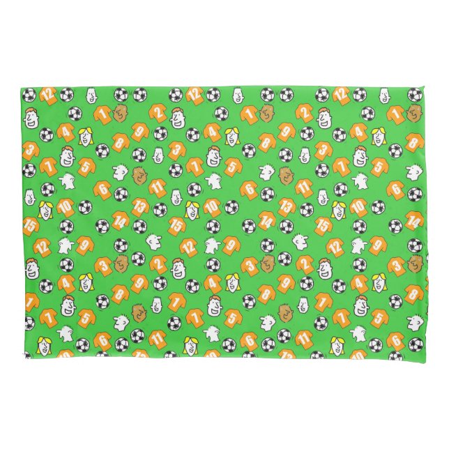 Footballs, Orange Shirts, & Fans Pillowcase (Front)