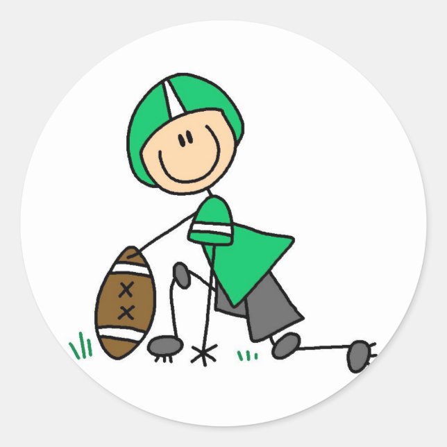 footballstickthree classic round sticker (Front)