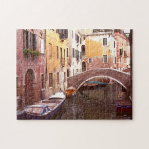 Footbridge In A Colourful Venice Neighbourhood. Jigsaw Puzzle
