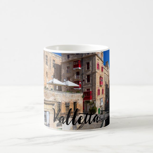 Footbridge, narrow street with stairs in Valletta Coffee Mug (Center)