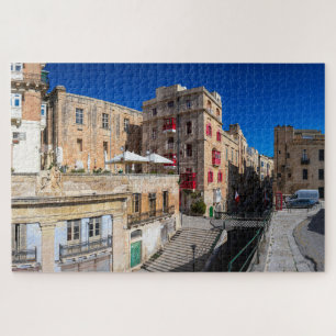 Footbridge, narrow street with stairs in Valletta Jigsaw Puzzle