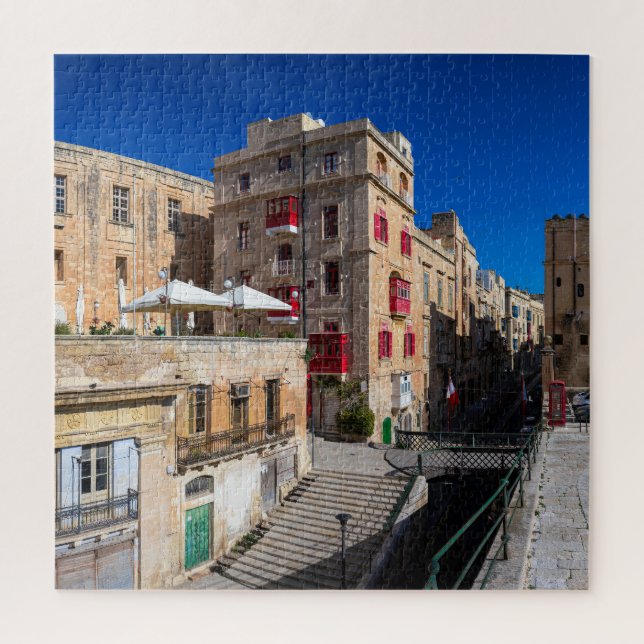 Footbridge, narrow street with stairs in Valletta  Jigsaw Puzzle (Vertical)