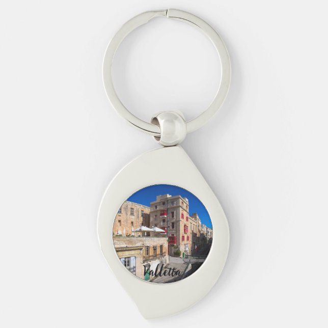 Footbridge, narrow street with stairs in Valletta Key Ring (Front)