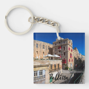 Footbridge, narrow street with stairs in Valletta Key Ring