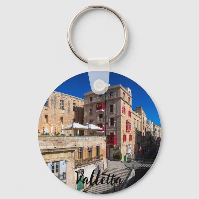 Footbridge, narrow street with stairs in Valletta Key Ring (Front)