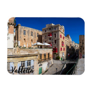 Footbridge, narrow street with stairs in Valletta Magnet