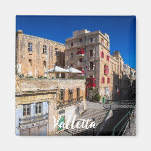Footbridge, narrow street with stairs in Valletta  Magnet