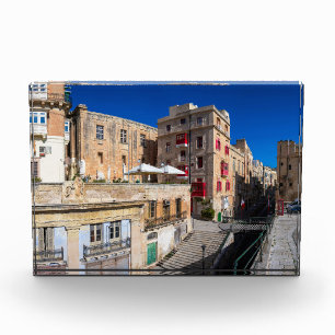 Footbridge, narrow street with stairs in Valletta Photo Block