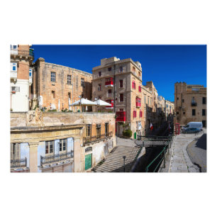 Footbridge, narrow street with stairs in Valletta Photo Print
