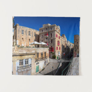 Footbridge, narrow street with stairs in Valletta Tapestry