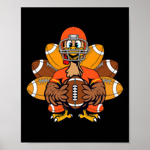 Footbyll Turkey Player Bylls Thanksgiving Boys Kid Poster